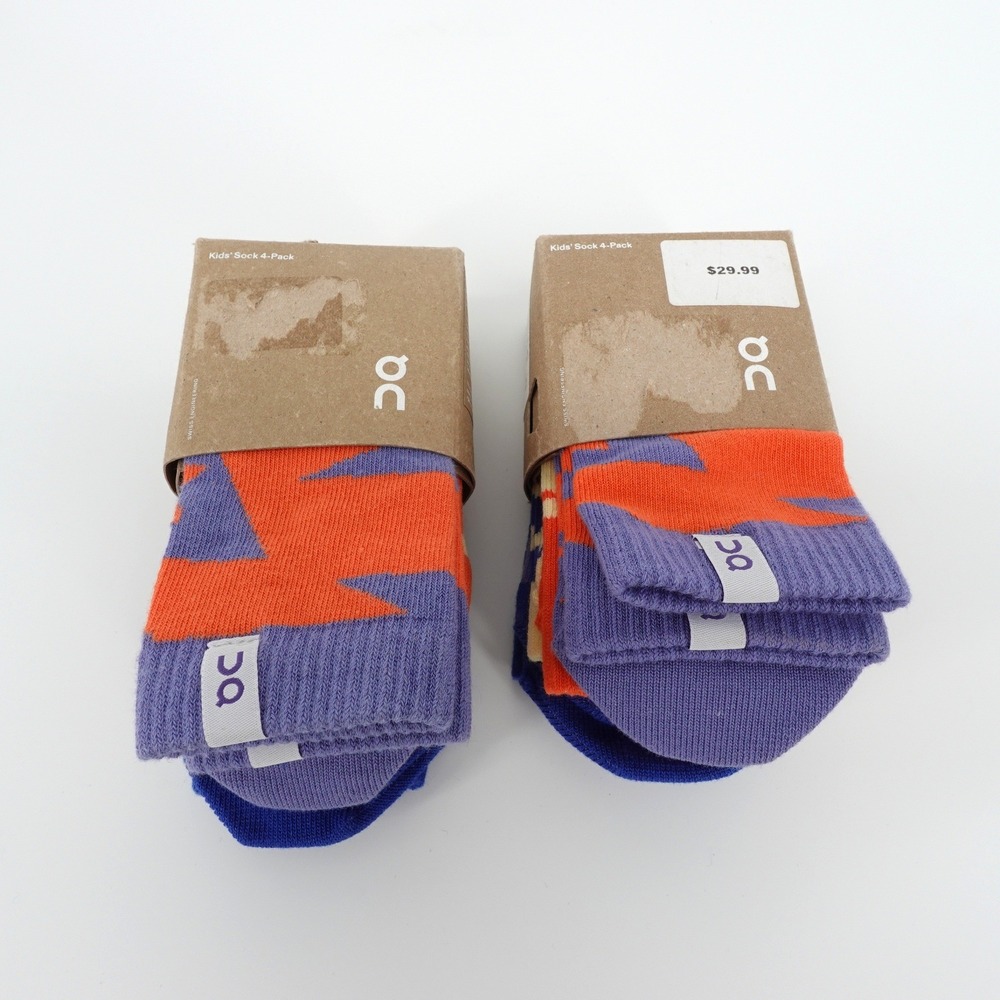 On Running Kids Sock 8-Pack Blueberry Flame Organic Cotton Lot Size M 13-3